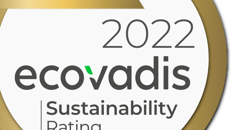 Ecovadis Gold 2022 sustainability rating logo.